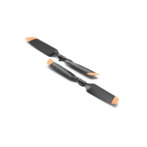 Pair of DJI Matrice 4 Series low-noise propellers with wide blades and orange tips