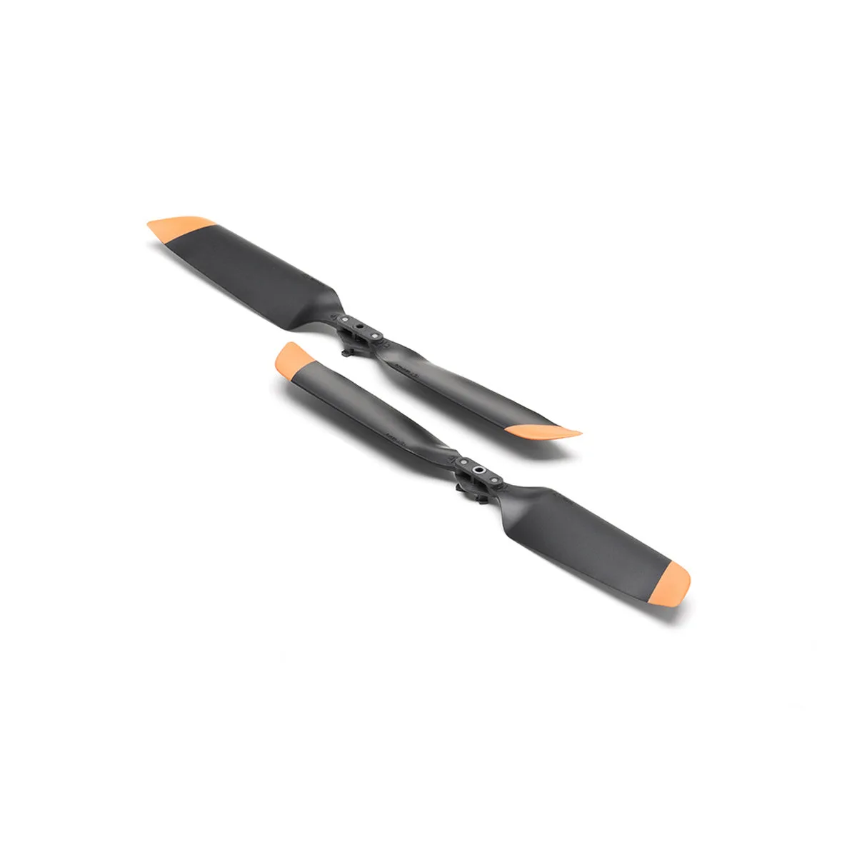 Pair of DJI Matrice 4 Series low-noise propellers with wide blades and orange tips
