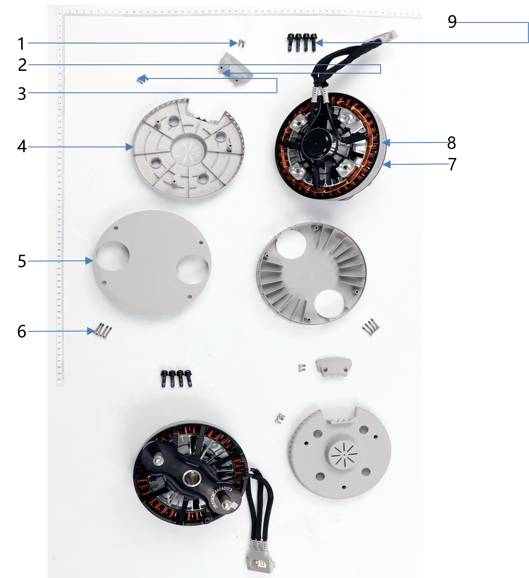 Motor exploded-view parts diagram