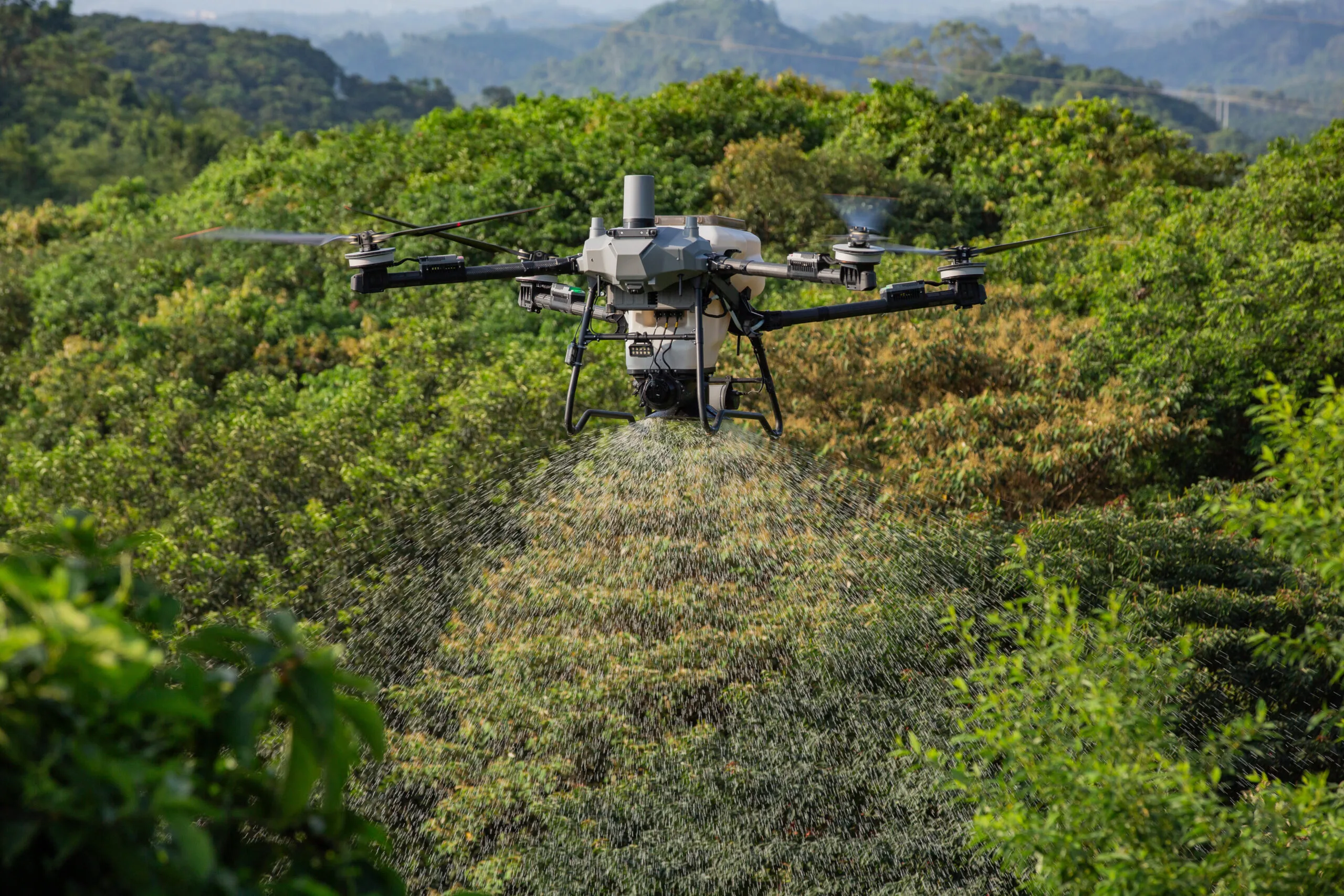 DJI Agras T70P spreading system in the field