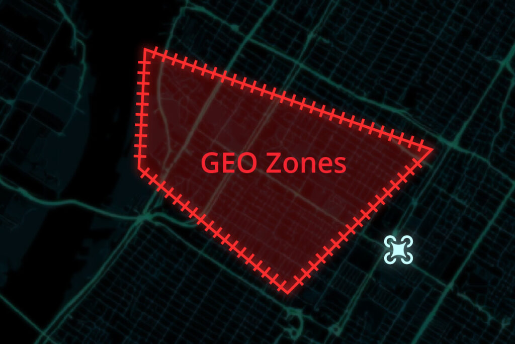 A custom GEO zone marked in red on a map in DJI FlightHub 2