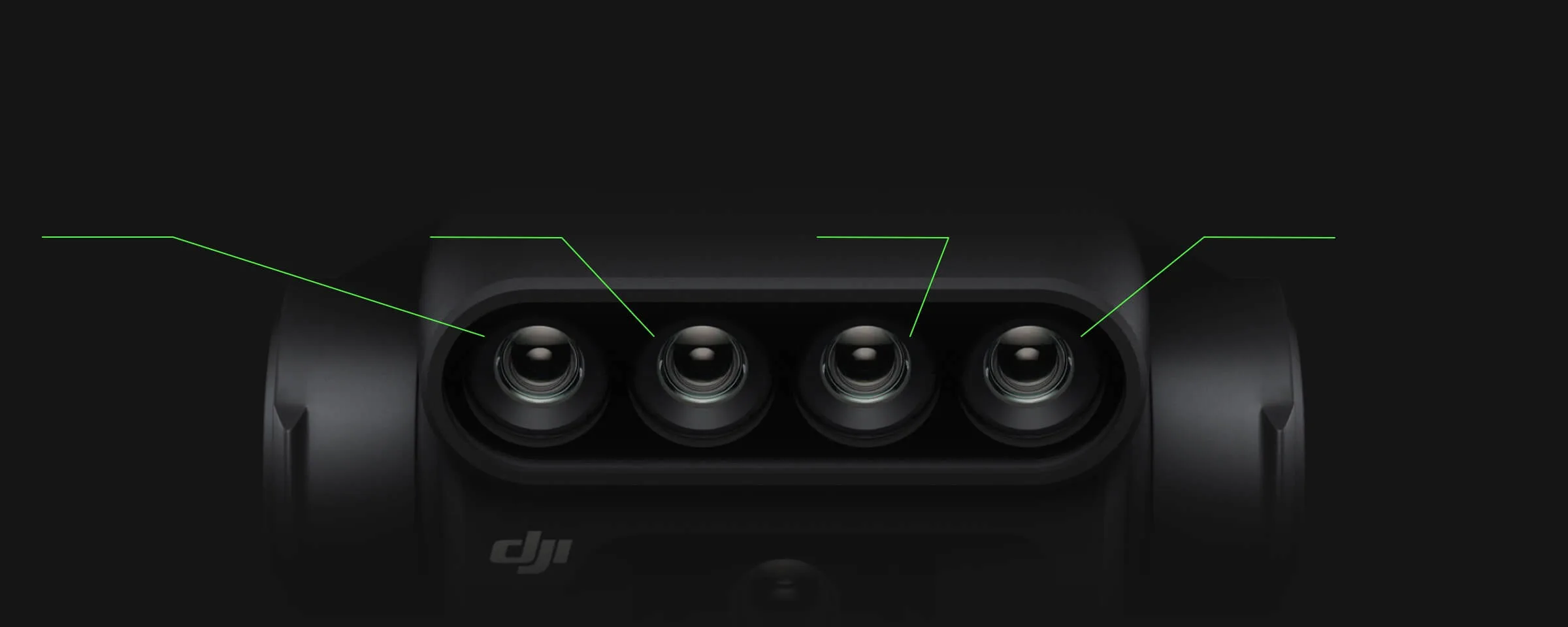 Four multispectral lenses and the RGB camera on the Mavic 3 Multispectral