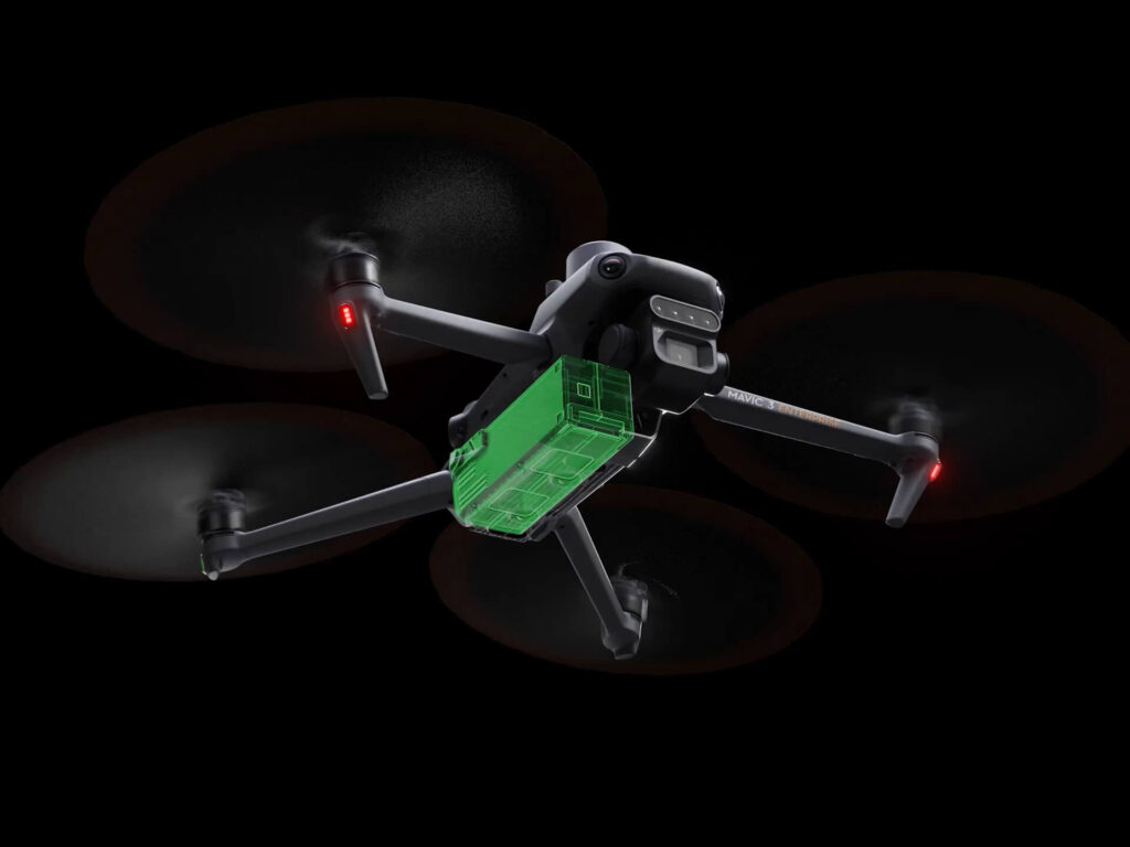Mavic 3 Multispectral with its top mounted sunlight sensor highlighted