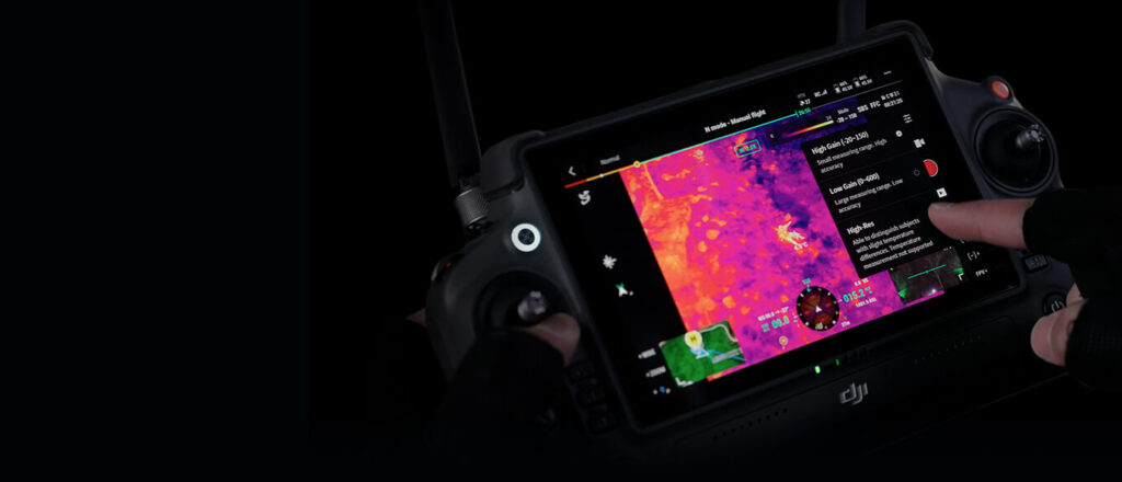 Thermal image from the Zenmuse H30T shown on a DJI remote controller